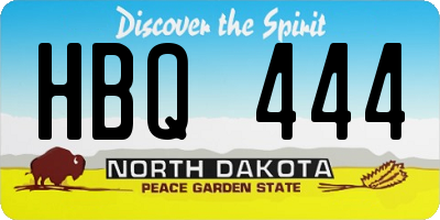 ND license plate HBQ444