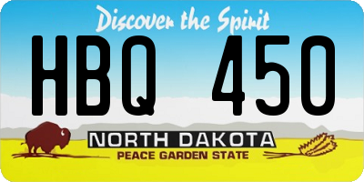 ND license plate HBQ450