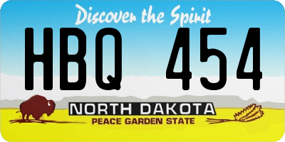 ND license plate HBQ454