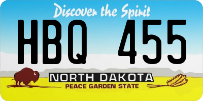 ND license plate HBQ455