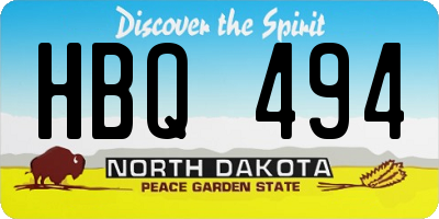 ND license plate HBQ494