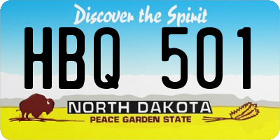 ND license plate HBQ501