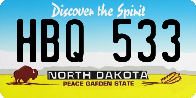 ND license plate HBQ533