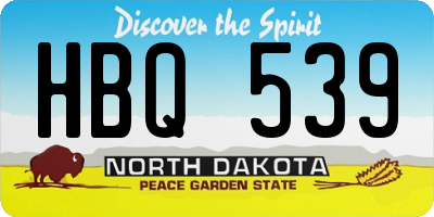 ND license plate HBQ539