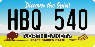 ND license plate HBQ540