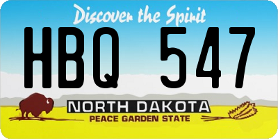 ND license plate HBQ547