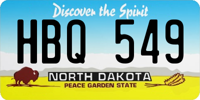 ND license plate HBQ549