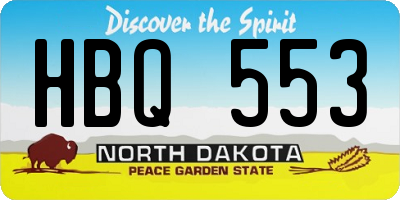 ND license plate HBQ553