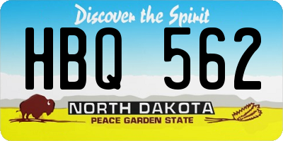 ND license plate HBQ562
