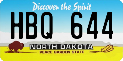 ND license plate HBQ644
