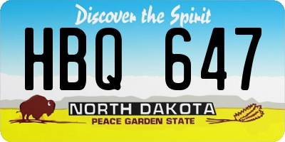 ND license plate HBQ647