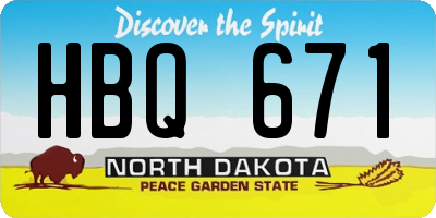 ND license plate HBQ671