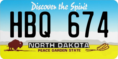ND license plate HBQ674