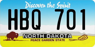 ND license plate HBQ701