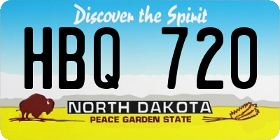 ND license plate HBQ720