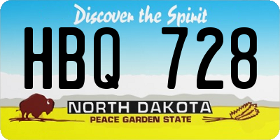 ND license plate HBQ728