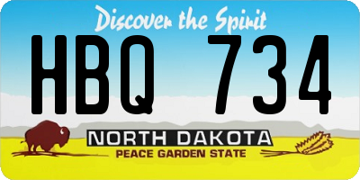 ND license plate HBQ734