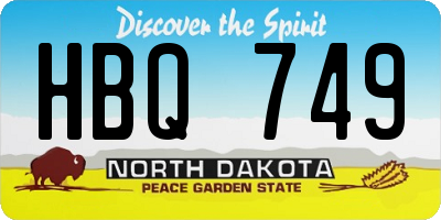 ND license plate HBQ749