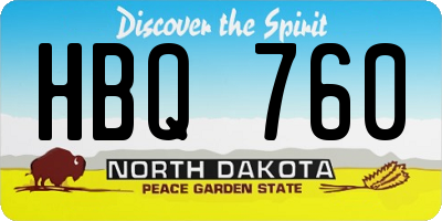 ND license plate HBQ760