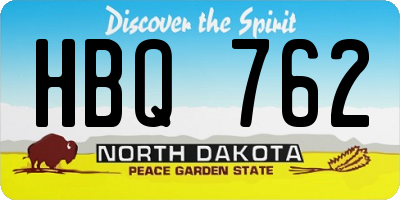 ND license plate HBQ762