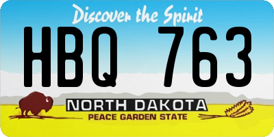 ND license plate HBQ763