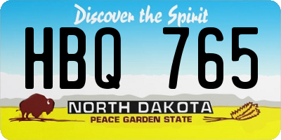 ND license plate HBQ765