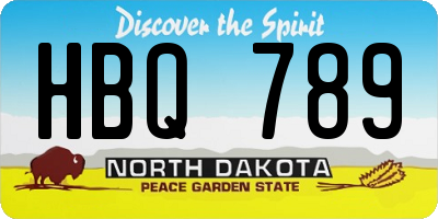 ND license plate HBQ789