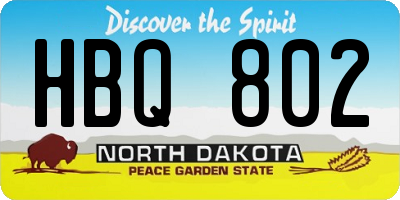 ND license plate HBQ802