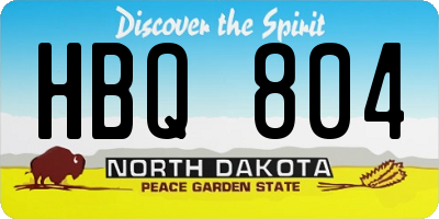 ND license plate HBQ804