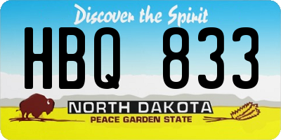 ND license plate HBQ833