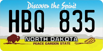 ND license plate HBQ835