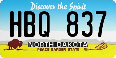 ND license plate HBQ837