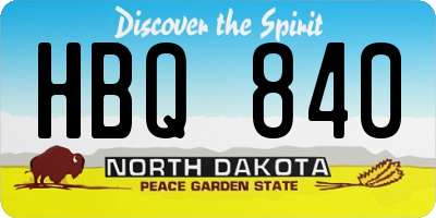 ND license plate HBQ840