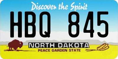 ND license plate HBQ845
