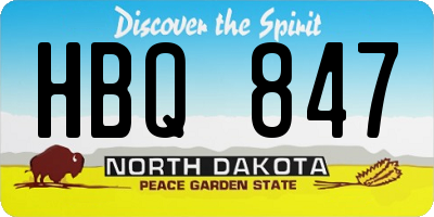ND license plate HBQ847