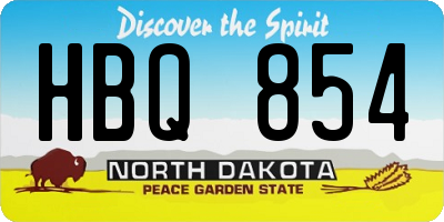 ND license plate HBQ854