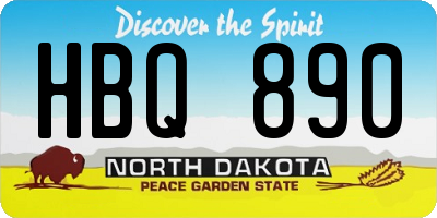 ND license plate HBQ890