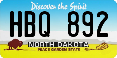 ND license plate HBQ892