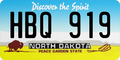 ND license plate HBQ919