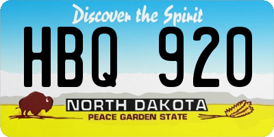 ND license plate HBQ920