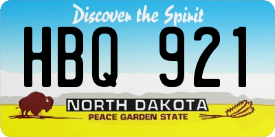 ND license plate HBQ921