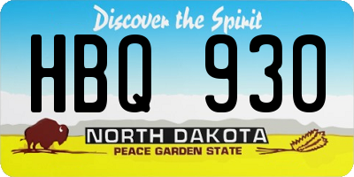 ND license plate HBQ930