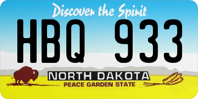 ND license plate HBQ933