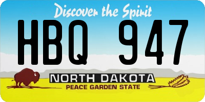 ND license plate HBQ947