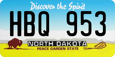 ND license plate HBQ953