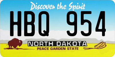 ND license plate HBQ954