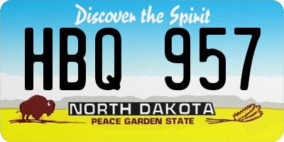 ND license plate HBQ957