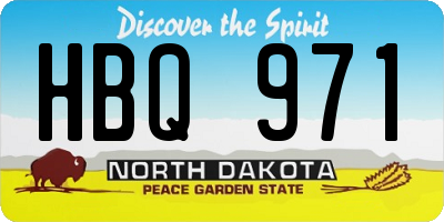 ND license plate HBQ971