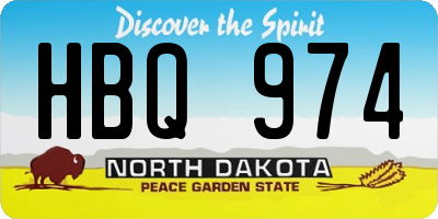 ND license plate HBQ974