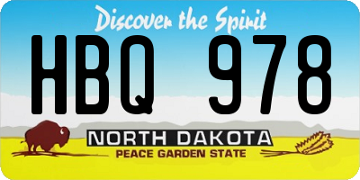 ND license plate HBQ978